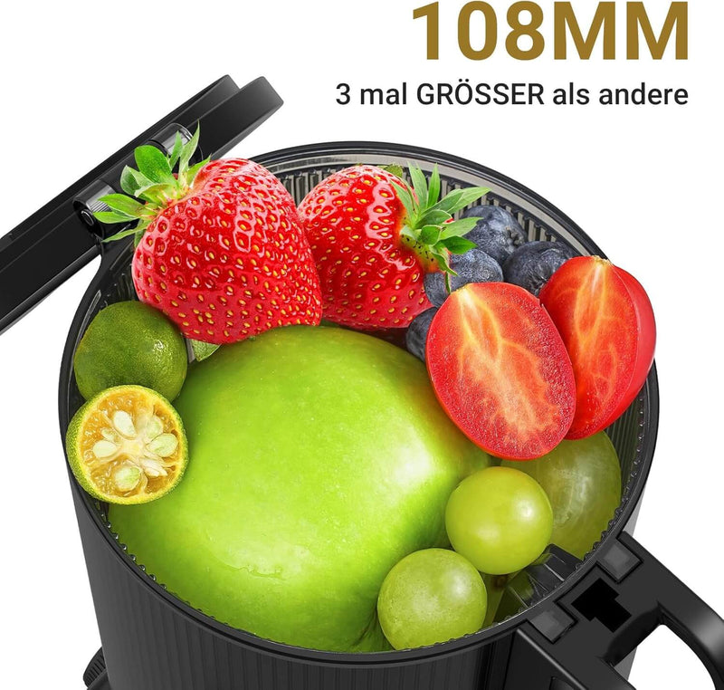 200W Kaltpress Slow Juicer - 108MM Großer Einfüllschacht Entsafter