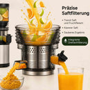 AMZCHEF Entsafter - Slow Juicer mit 158 mm großem Einfüllschacht für Ganze Gemüse und Obst, leicht zu reinigen, Kaltpress-Entsafter mit Saft- und Tresterbecher, hohe Saftausbeute, Silber/Schwarz