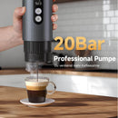 AMZCHEF 20 Bar Mobile Kaffeemaschine mit Akku – für Kaffee pulver und Reisegebrauch