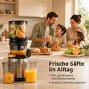 AMZCHEF Entsafter - Slow Juicer mit 158 mm großem Einfüllschacht für Ganze Gemüse und Obst, leicht zu reinigen, Kaltpress-Entsafter mit Saft- und Tresterbecher, hohe Saftausbeute, Silber/Schwarz