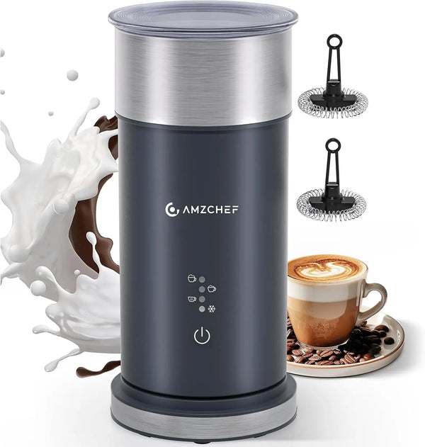 AMZCHEF 4-in-1 Elektrischer Milchaufschäumer für Kaffeeliebhaber zu Hause