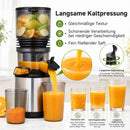 AMZCHEF Entsafter - Slow Juicer mit 158 mm großem Einfüllschacht für Ganze Gemüse und Obst, leicht zu reinigen, Kaltpress-Entsafter mit Saft- und Tresterbecher, hohe Saftausbeute, Silber/Schwarz