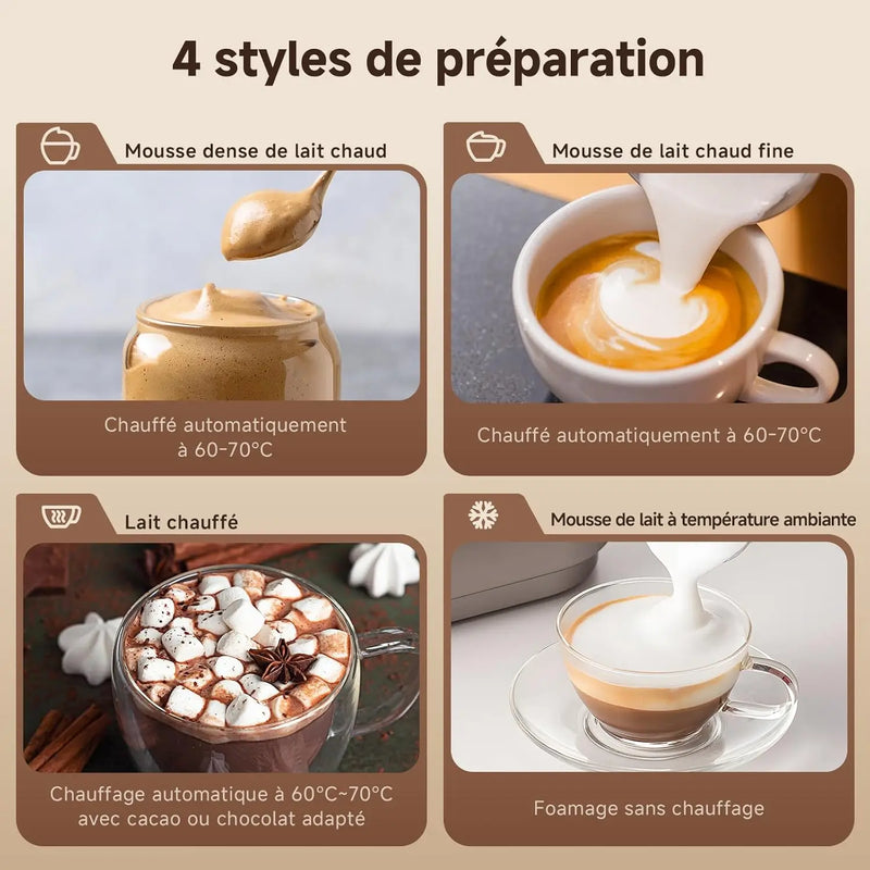 AMZCHEF 4-in-1 Elektrischer Milchaufschäumer für Kaffeeliebhaber zu Hause