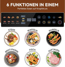 AMZCHEF Kontaktgrill 4-in-1 mit Temperatursensor für Steaks, Waffeln, Sandwiches, Pancakes