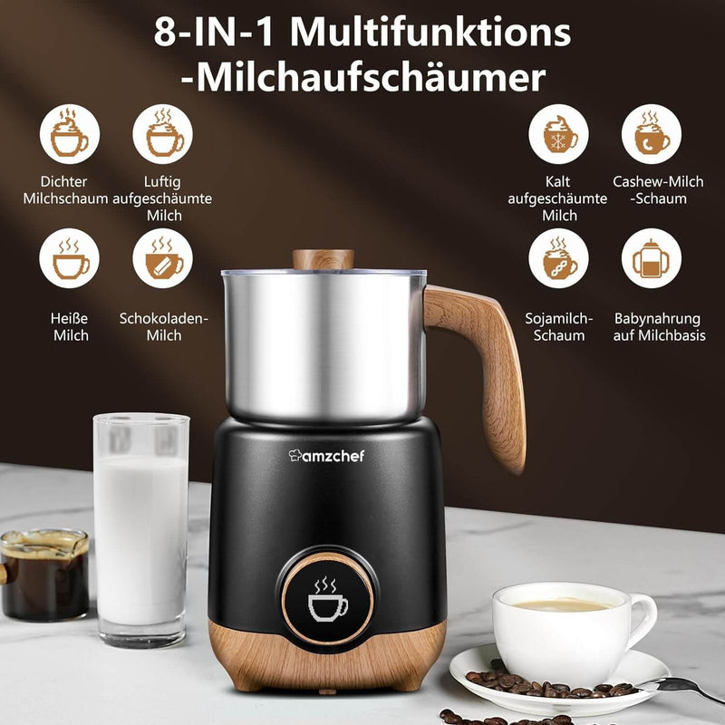 AMZCHEF 8-IN-1 Automatischer Milchaufschäumer 550W