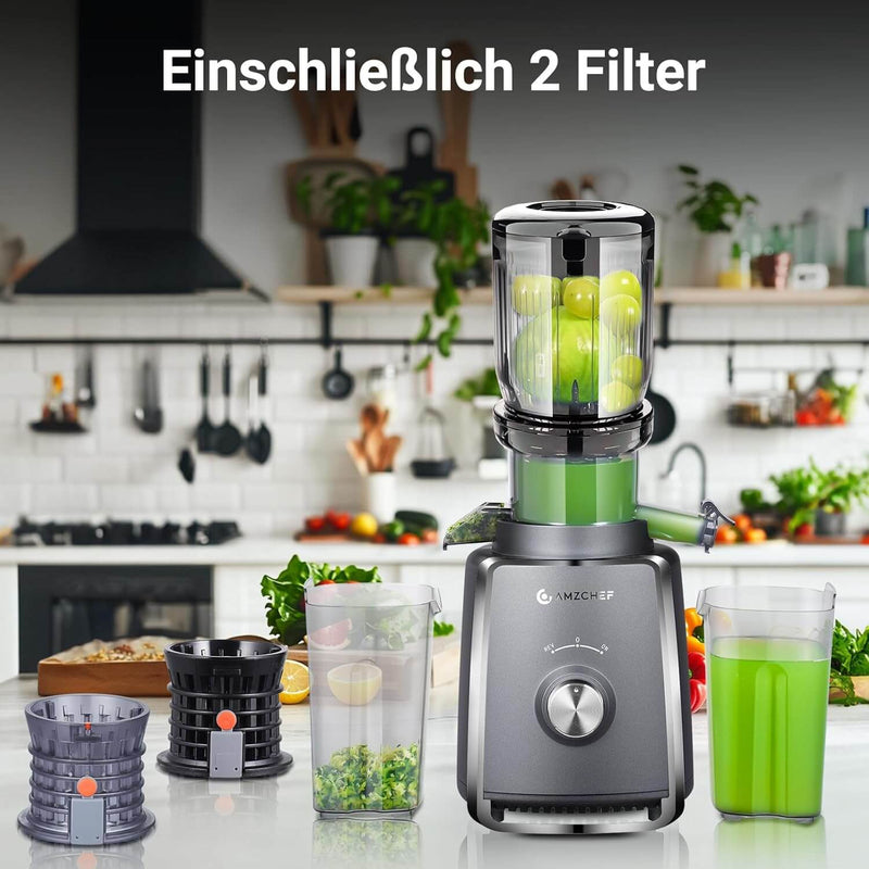 AMZCHEF Entsafter Slow Juicer 103MM Breiter Schacht 250W