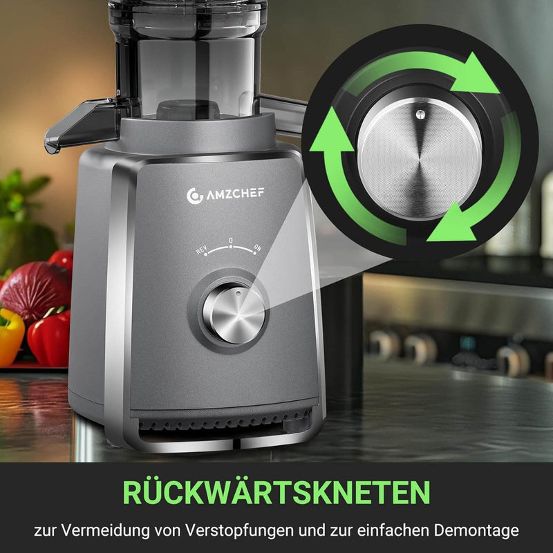 AMZCHEF Entsafter Slow Juicer 103MM Breiter Schacht 250W