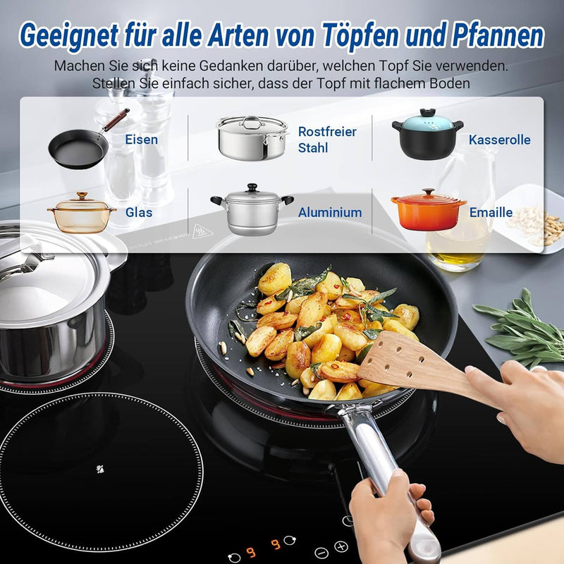 AMZCHEF Glaskeramikkochfeld 3 Zonen 60CM 5500W