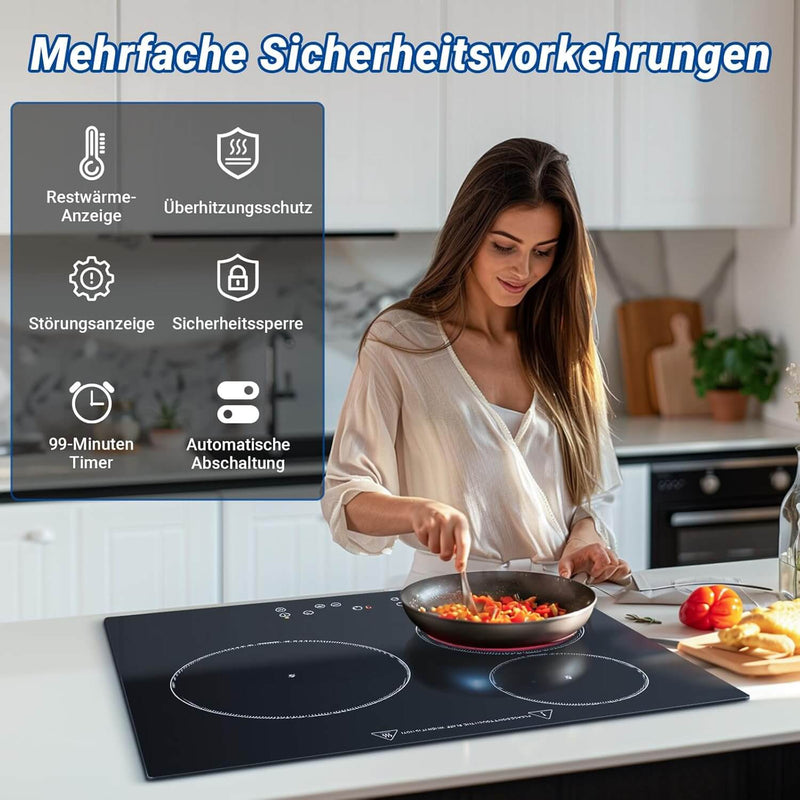 AMZCHEF Glaskeramikkochfeld 3 Zonen 60CM 5500W