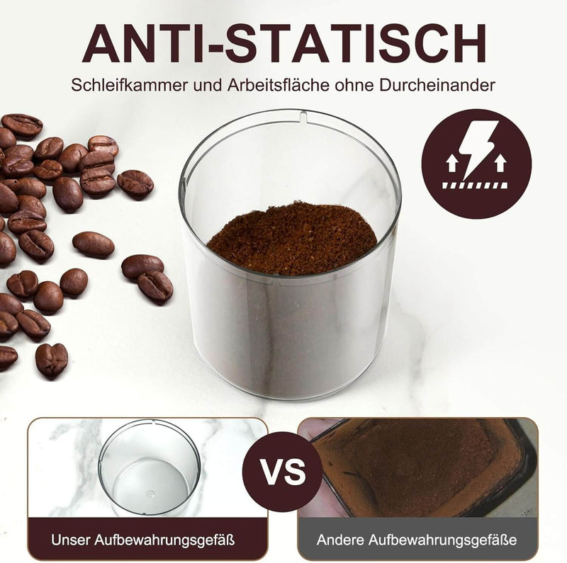 AMZCHEF Kaffeemühle Elektrisch mit 300g großem Trichter Antistatisch