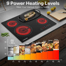 AMZCHEF Glaskeramikkochfeld 60cm herdplatte 4 kochfelder 6600W