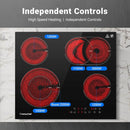 AMZCHEF Glaskeramikkochfeld 60cm herdplatte 4 kochfelder 6600W