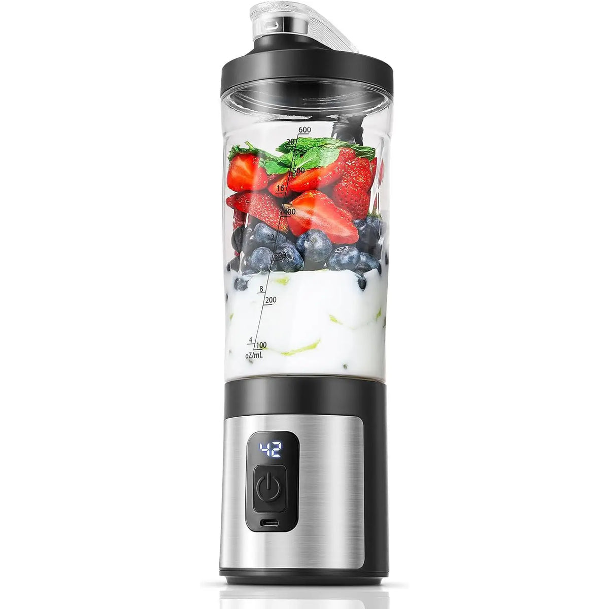 500 ml draagbare blender, draagbare smoothie-mixer, 20.000 omw/min, krachtig, smoothiemixer met 4 messen, mini-mixer met reisdeksel, voor keuken, sportschool, kantoor (groen 500 ml draagbare blender, draagbare smoothie-mixer, 20.000 omw/min, krachtig, smoothiemixer met 4 messen, mini-mixer met reisdeksel, voor keuken, sportschool, kantoor (groen
