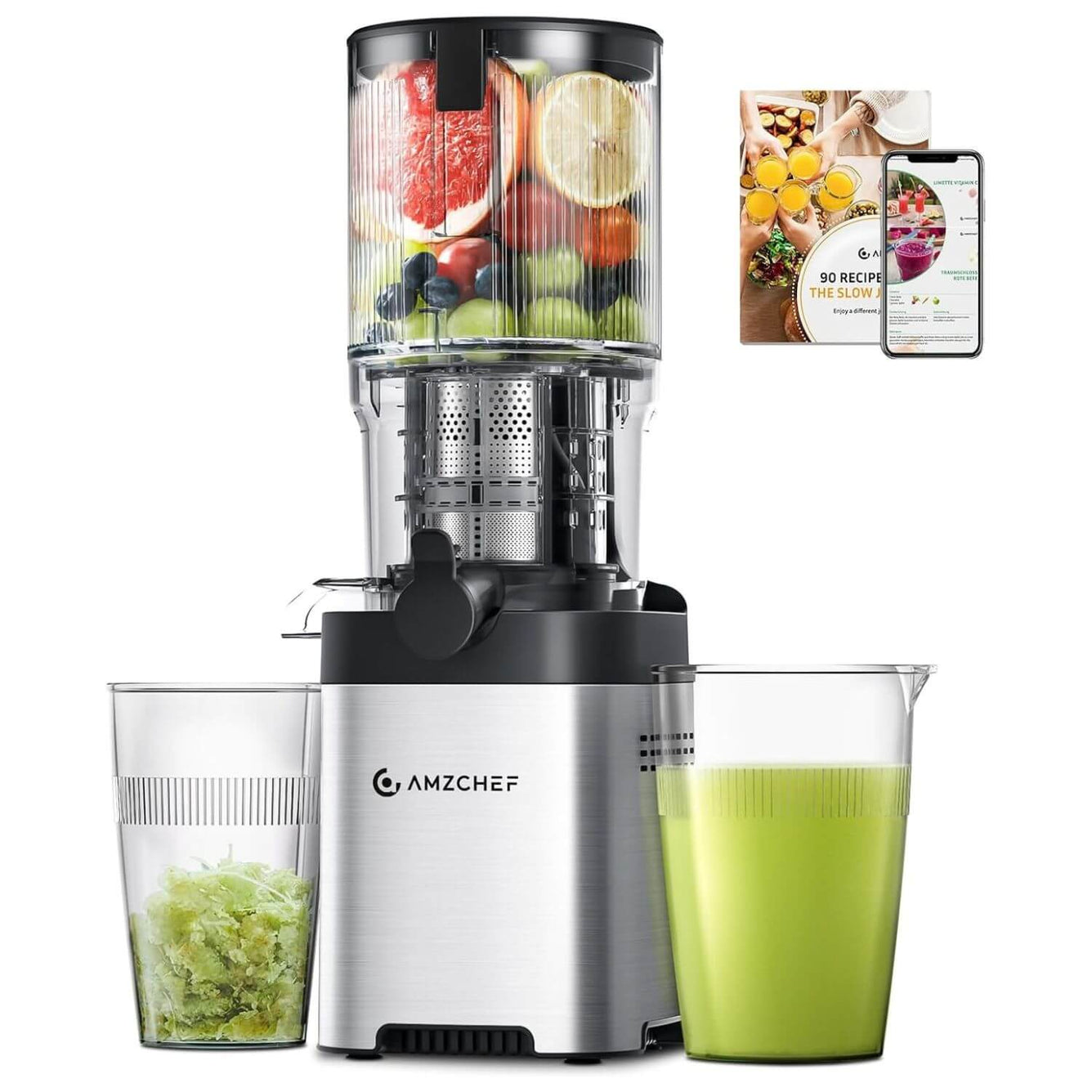 AMZCHEF Twin Helix Kaltpress-Entsafter-136mm