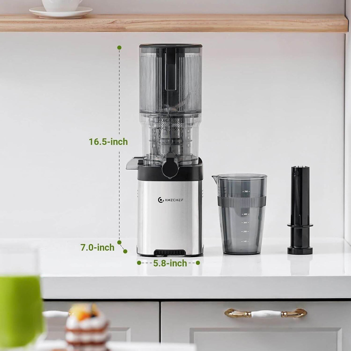 AMZCHEF Twin Helix Kaltpress-Entsafter-136mm