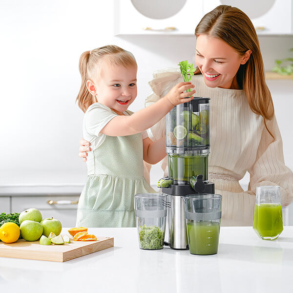 AMZCHEF Ganzfrucht Entsafter 126MM große Öffnung Slow Juicer
