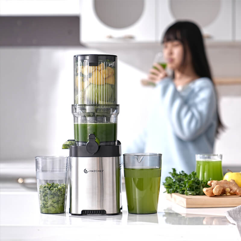 AMZCHEF Ganzfrucht Entsafter 4.6" große Öffnung Slow Juicer