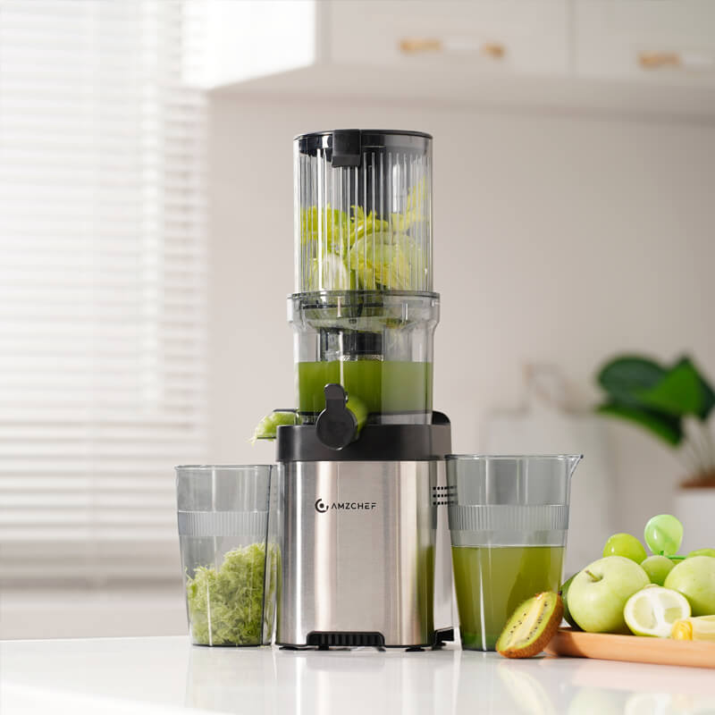 AMZCHEF Ganzfrucht Entsafter 4.6" große Öffnung Slow Juicer