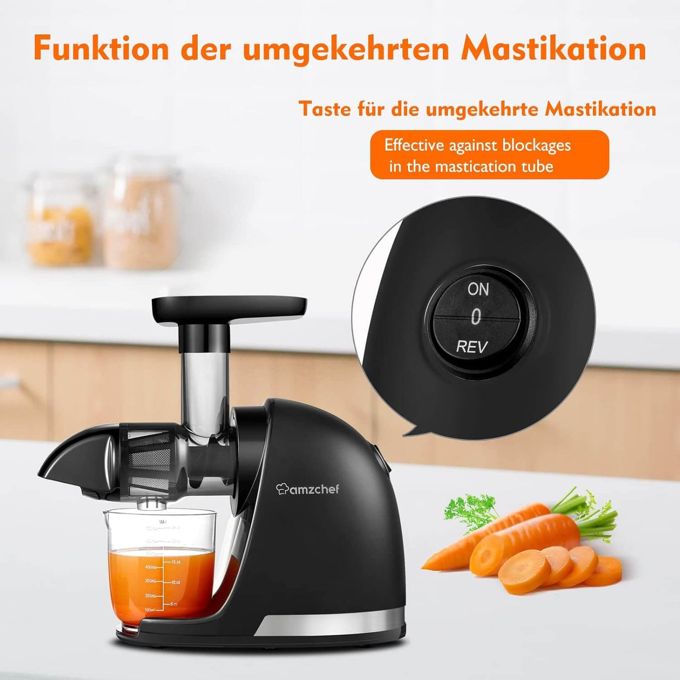 AMZCHEF Entsafter Gemüse und Obst Testsieger