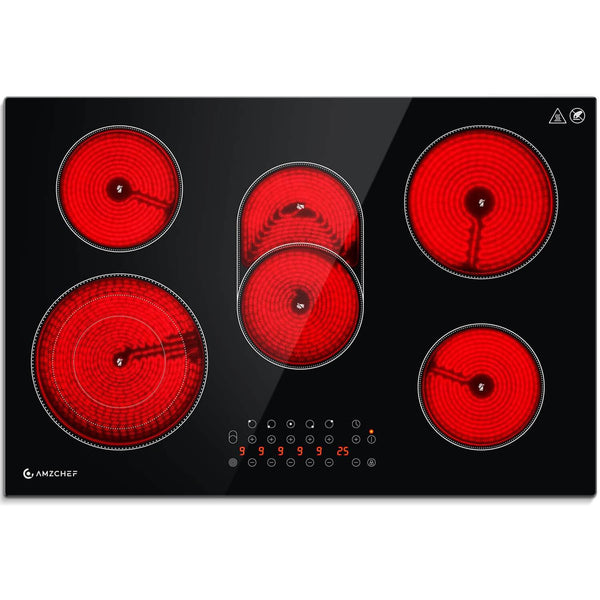 AMZCHEF Glaskeramikkochfeld 5 Zonen 77CM | 8500W