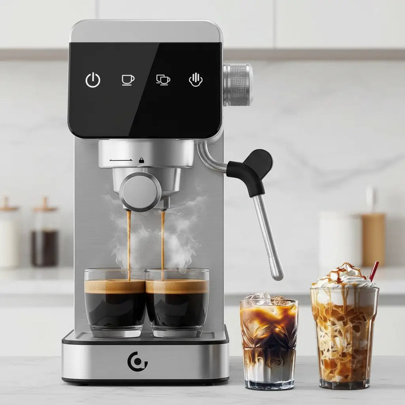 AMZCHEF 20-Bar-Espressomaschine für den Heimgebrauch mit abnehmbarem 1,2-Liter-Wassertank