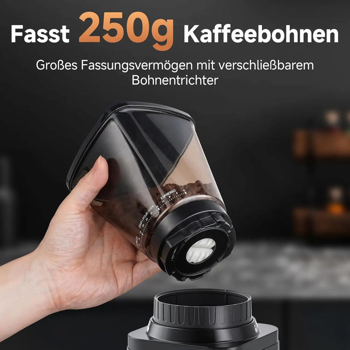 AMZCHEF Elektrische Kaffeemühle Mit 45 Mahlgraden, Produktbild-Vorschau 8