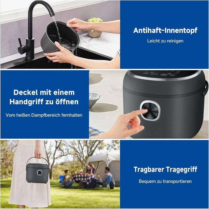 Multifunktionaler Reiskocher für die Zubereitung von Reis, Sushi, Pasta und anderen Gerichten.