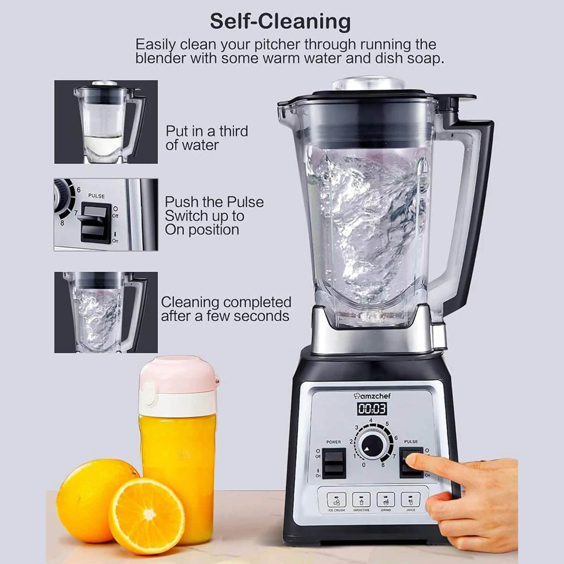 AMZCHEF Standmixer Smoothie Maker 2000W ‎NY-8088MJD