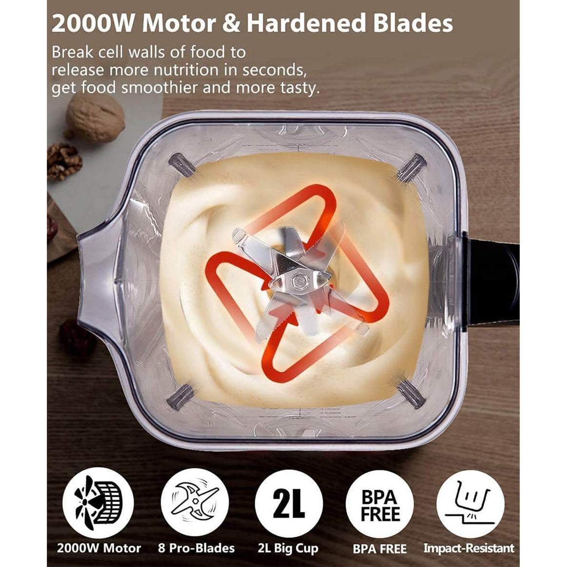 AMZCHEF Standmixer Smoothie Maker 2000W ‎NY-8088MJD
