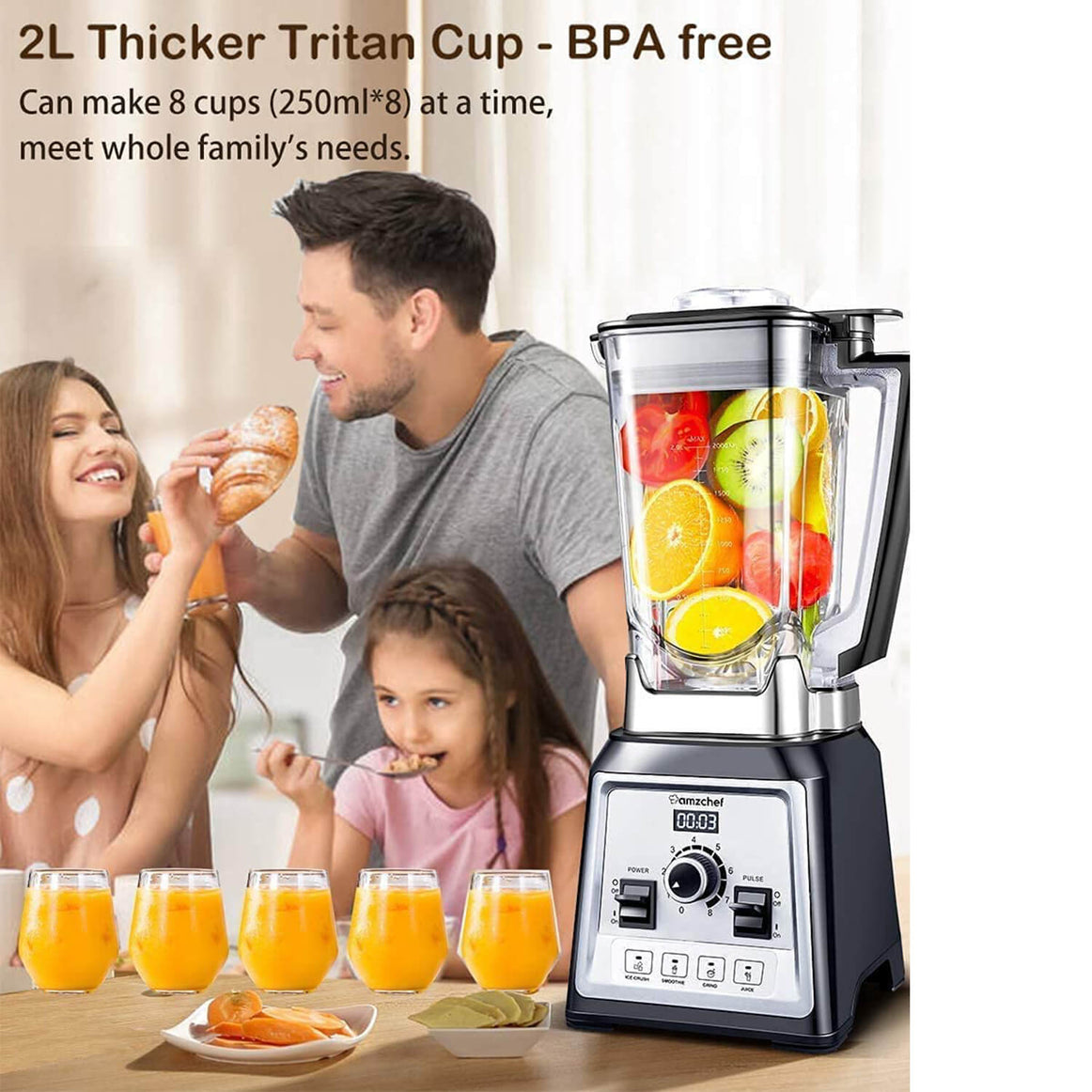 AMZCHEF Standmixer Smoothie Maker 2000W ‎NY-8088MJD