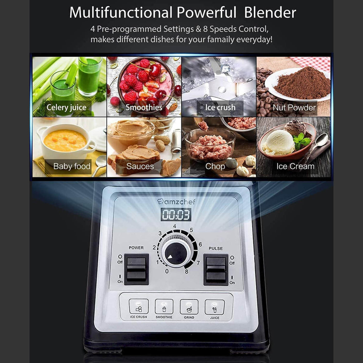 AMZCHEF Standmixer Smoothie Maker 2000W ‎NY-8088MJD