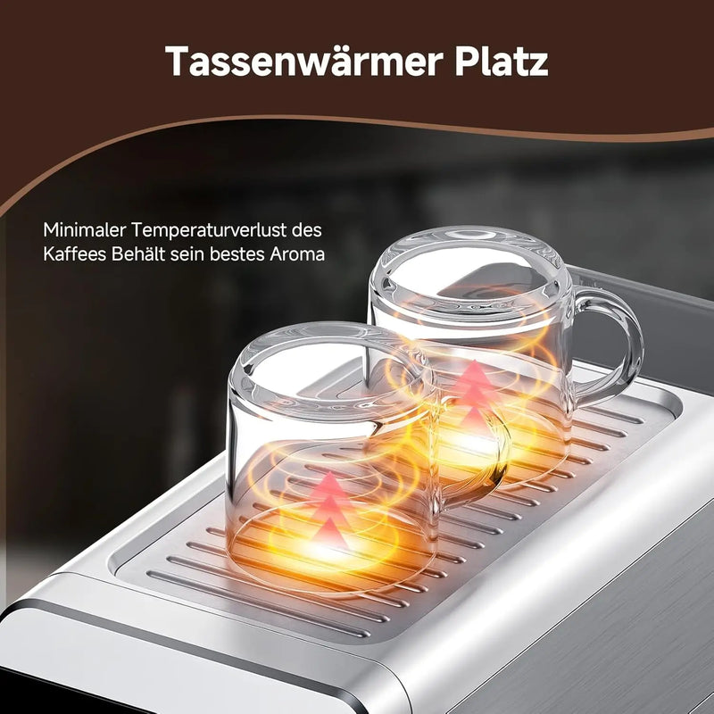 AMZCHEF 20-Bar-Espressomaschine für den Heimgebrauch mit abnehmbarem 1,2-Liter-Wassertank