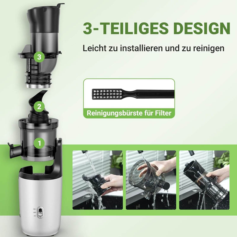 AMZCHEF Ganzfrucht Entsafter - 80MM große Öffnung Slow Juicer