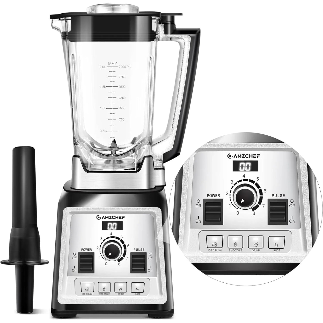 AMZCHEF Hochleistungsmixer 2000W – 2L Profi-Standmixer BPA-frei