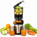 AMZCHEF Entsafter - Slow Juicer mit 158 mm großem Einfüllschacht für Ganze Gemüse und Obst, leicht zu reinigen, Kaltpress-Entsafter mit Saft- und Tresterbecher, hohe Saftausbeute, Silber/Schwarz