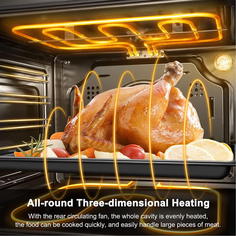 AMZCHEF Einbaubackofen 70 L Backofen Elektro ‎‎AT7010S08-A1