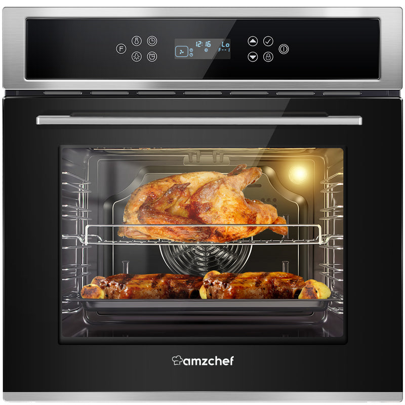 AMZCHEF Einbaubackofen 70 L Backofen Elektro ‎‎AT7010S08-A1