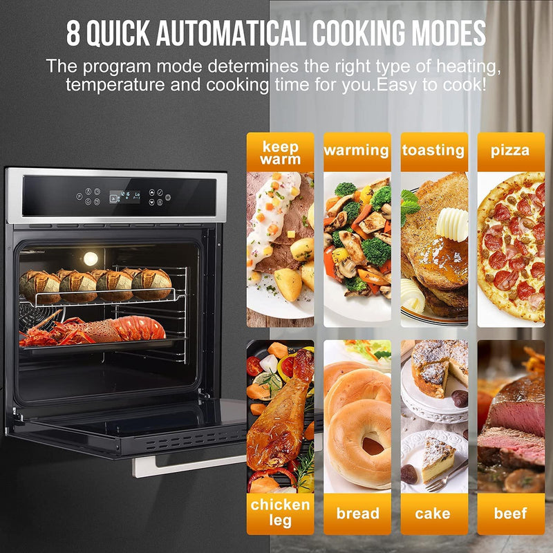 AMZCHEF Einbaubackofen 70 L Backofen Elektro ‎‎AT7010S08-A1