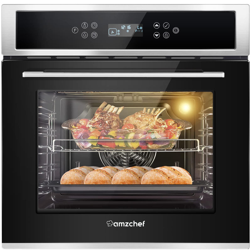 AMZCHEF Einbaubackofen 70 L Backofen Elektro ‎‎AT7010S08-A1