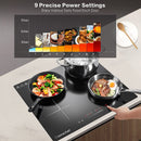 AMZCHEF Induktionskochfeld, Induktionskochplatte 4 Zonen, kochplatten induktion mit 9 Leistungsstufen, Pause,Schieben Touch Control,Pfannenerkennung,Kindersicherung,Überhitzungsschutz,7000W