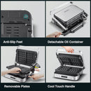 AMZCHEF 3-in-1 Contact Grill, Sandwich Maker/Waffle Iron/180° Double-Sided Optigrill LS-GC02C-H-WP