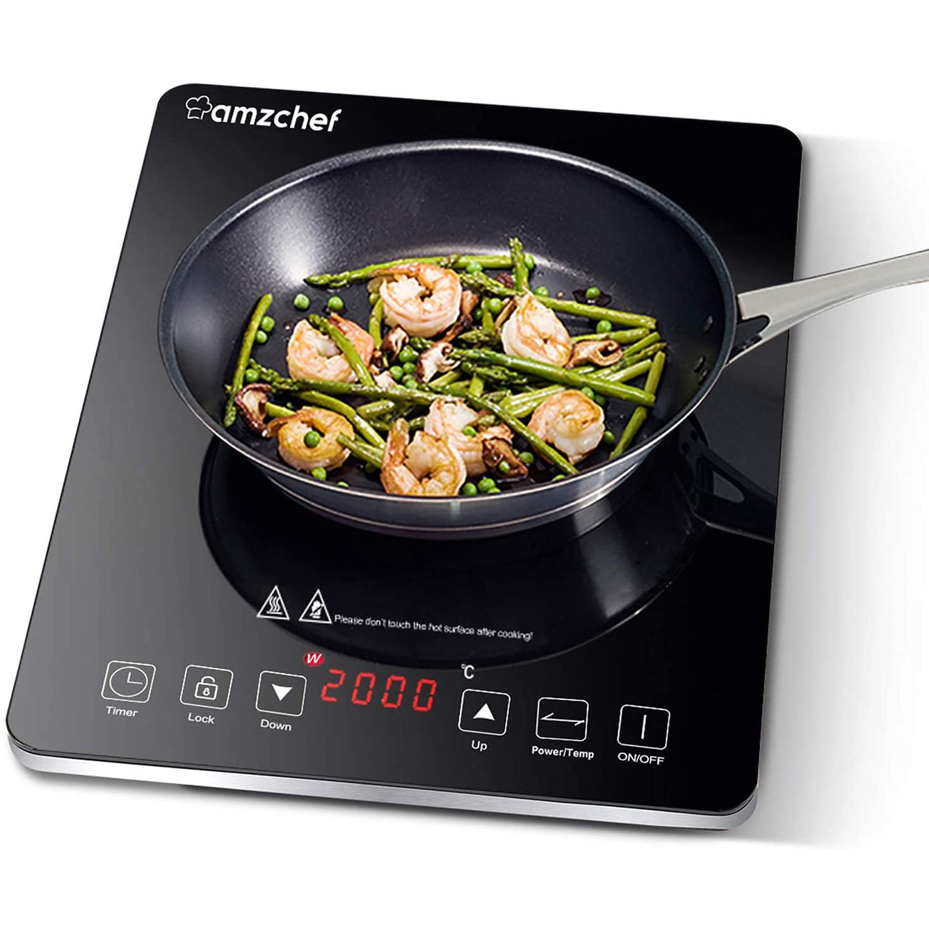 AMZCHEF Induktionskochfeld, Sensor Touch Control Single Induktionskochfeld SK-CB16 Silber