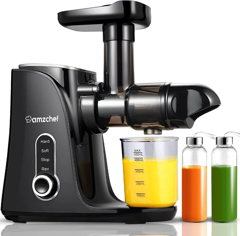 AMZCHEF Slow Juicer  for Fruit and Vegetables, Powerful Juicer GM3001 Black