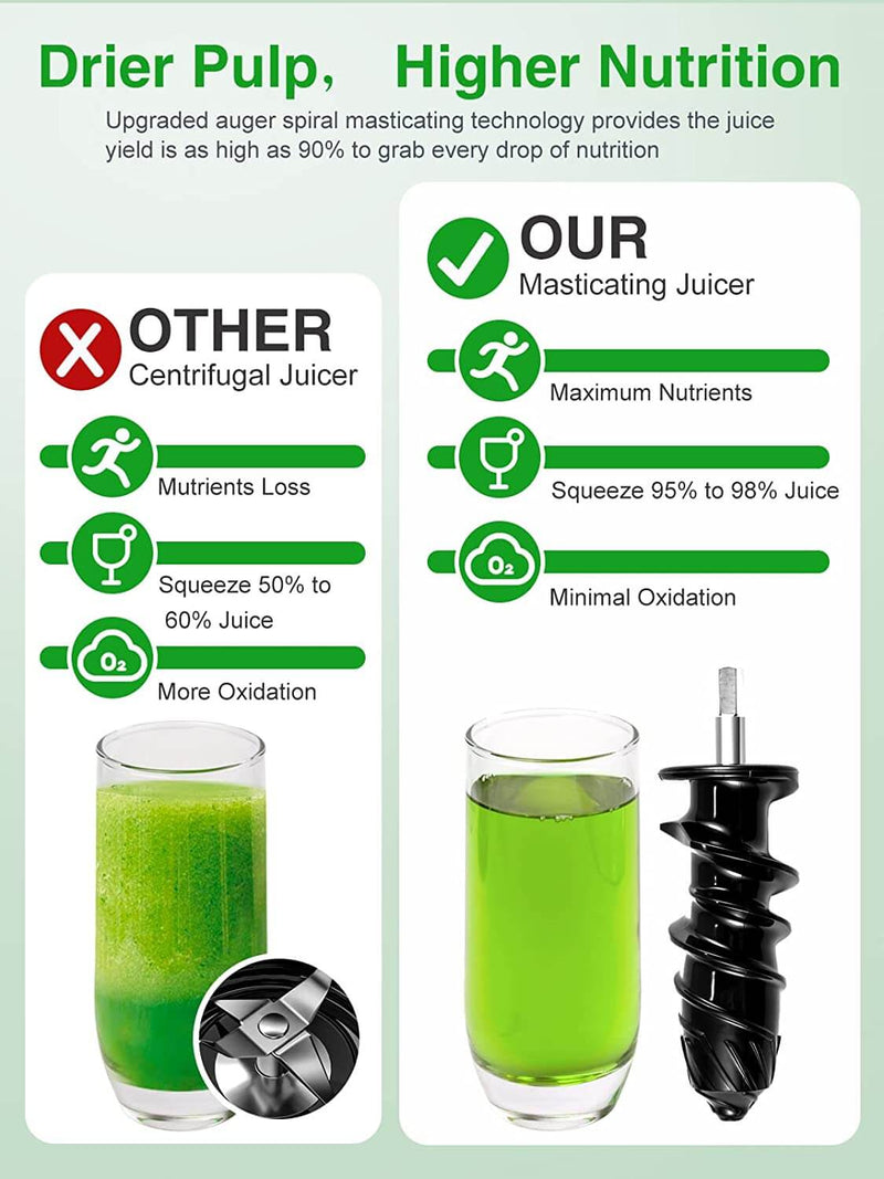 AMZCHEF Slow Juicer  for Fruit and Vegetables, Powerful Juicer GM3001 Grey