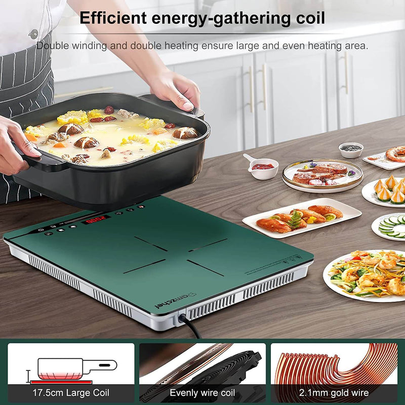 AMZCHEF Single Induction Hob 2000W Portable Induction Plate SK-CB14 Green