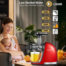 AMZCHEF Slow Juicer Entsafter Gemüse und Obst Profi Entsafter mit Ruhiger Motor & Umkehrfunktion & Saftkanne & Reinigungsbürste