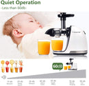 AMZCHEF Slow Juicer Entsafter Gemüse und Obst Profi Entsafter mit Ruhiger Motor & Umkehrfunktion & Saftkanne & Reinigungsbürste