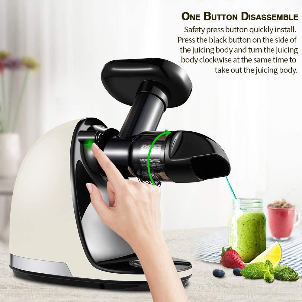 AMZCHEF Slow Juicer Entsafter Gemüse und Obst Profi Entsafter mit Ruhiger Motor & Umkehrfunktion & Saftkanne & Reinigungsbürste