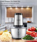Zerkleinerer Elektrisch, AMZCHEF Multizerkleinerer mit Starker Motor, 1.8L Edelstahlschüssel, 2 Geschwindigkeitsstufen, Bremsfunktion, 300W Edelstahl Zerkleinerer für Fleisch,Babynahrung,Obst,Gemüse
