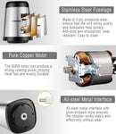 Zerkleinerer Elektrisch, AMZCHEF Multizerkleinerer mit Starker Motor, 1.8L Edelstahlschüssel, 2 Geschwindigkeitsstufen, Bremsfunktion, 300W Edelstahl Zerkleinerer für Fleisch,Babynahrung,Obst,Gemüse